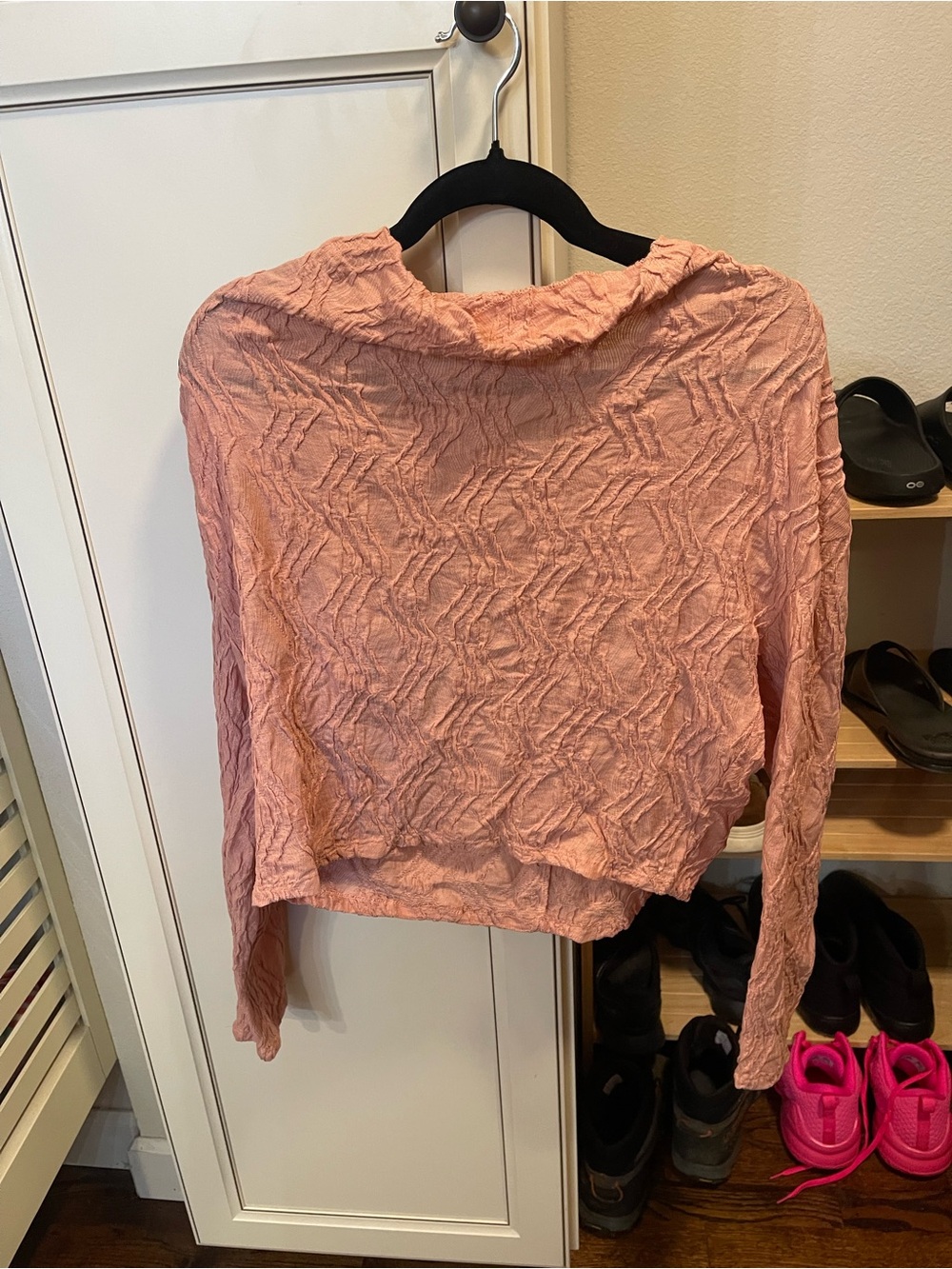 Anthropologie Women's Textured Long-Sleeve Top in Dusty Rose